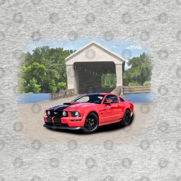 2008 Mustang GT in our covered bridge series on front and back by Permages LLC